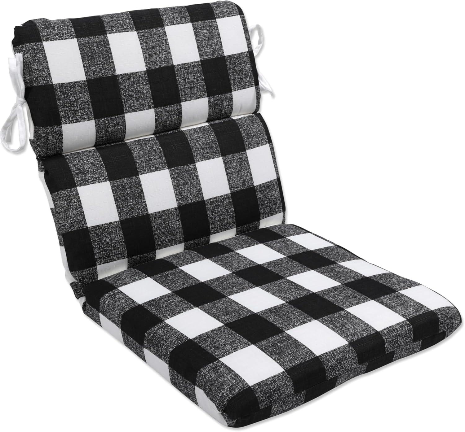 Anderson Rounded Corners Outdoor Chair Cushion Black - Pillow Perfect: Weather-Resistant Patio Seat with Ties