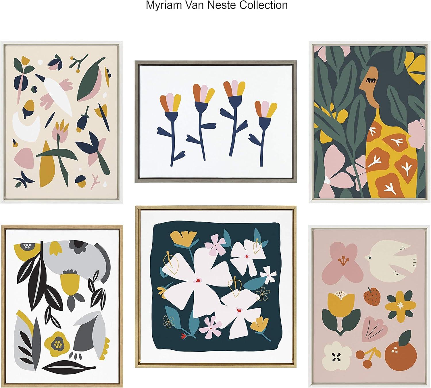 18" x 24" Sylvie Little Bloom by Myriam Van Neste Framed Wall Canvas Gray - Kate & Laurel All Things Decor