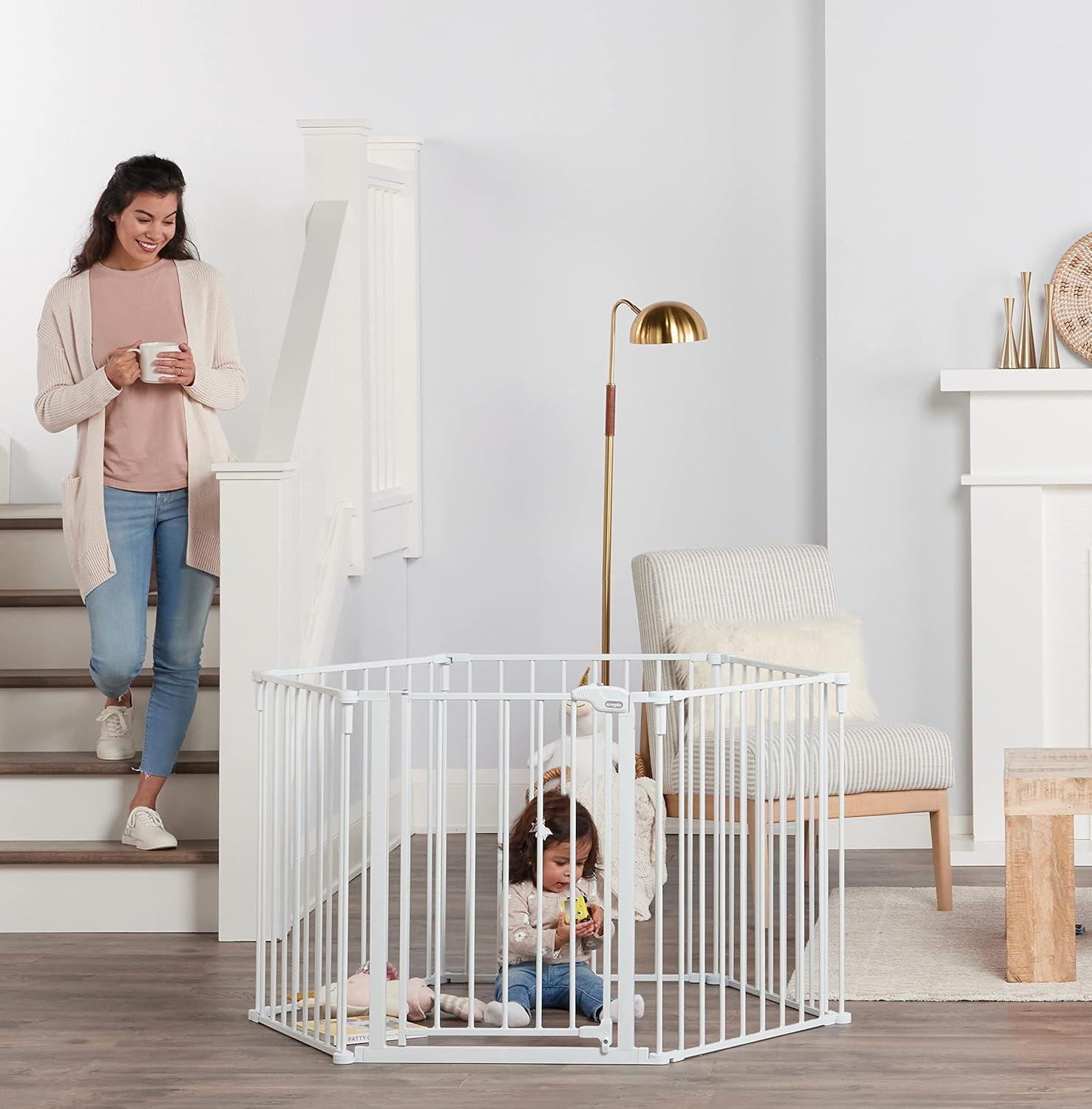 Regalo Super Wide Baby Gate, Features Play Yard Option, White, 144", Age Group 6-24 Months