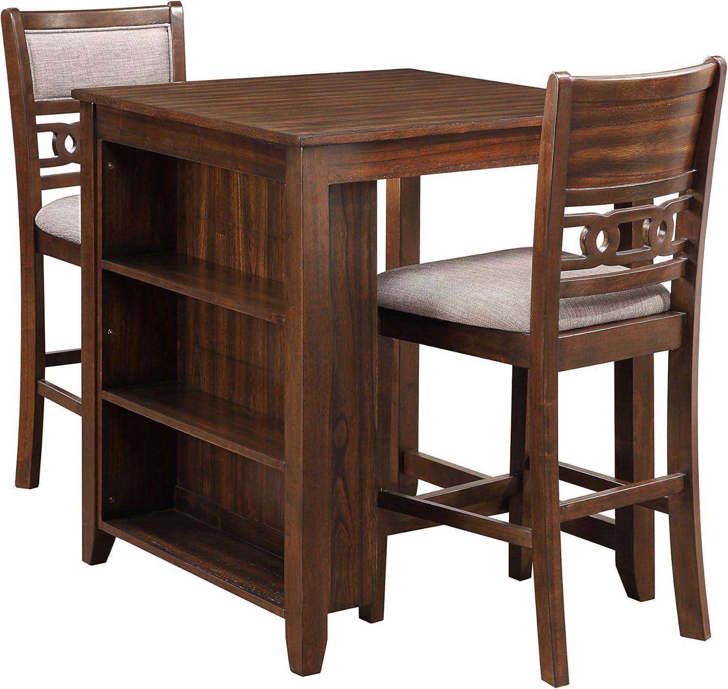 Gia Cherry 3 Piece 30" Counter Height Dining Set with Light Brown Cushions