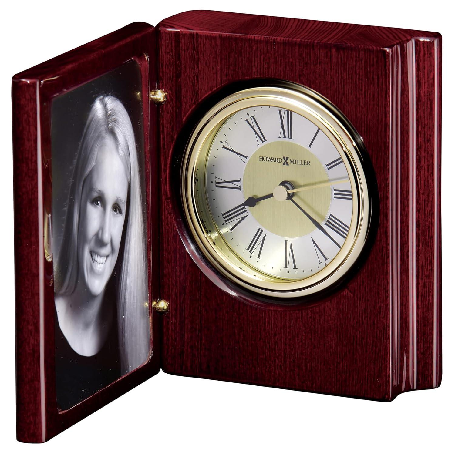 Howard Miller® Portrait Traditional Roman Numeral Quartz Movement / Crystal Tabletop Clock in Rosewood Hall/Polished Brass