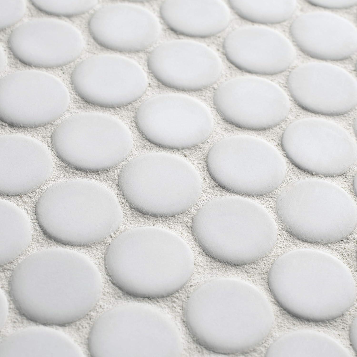 Hudson Penny Round Matte White Porcelain Mosaic Tile 12x12