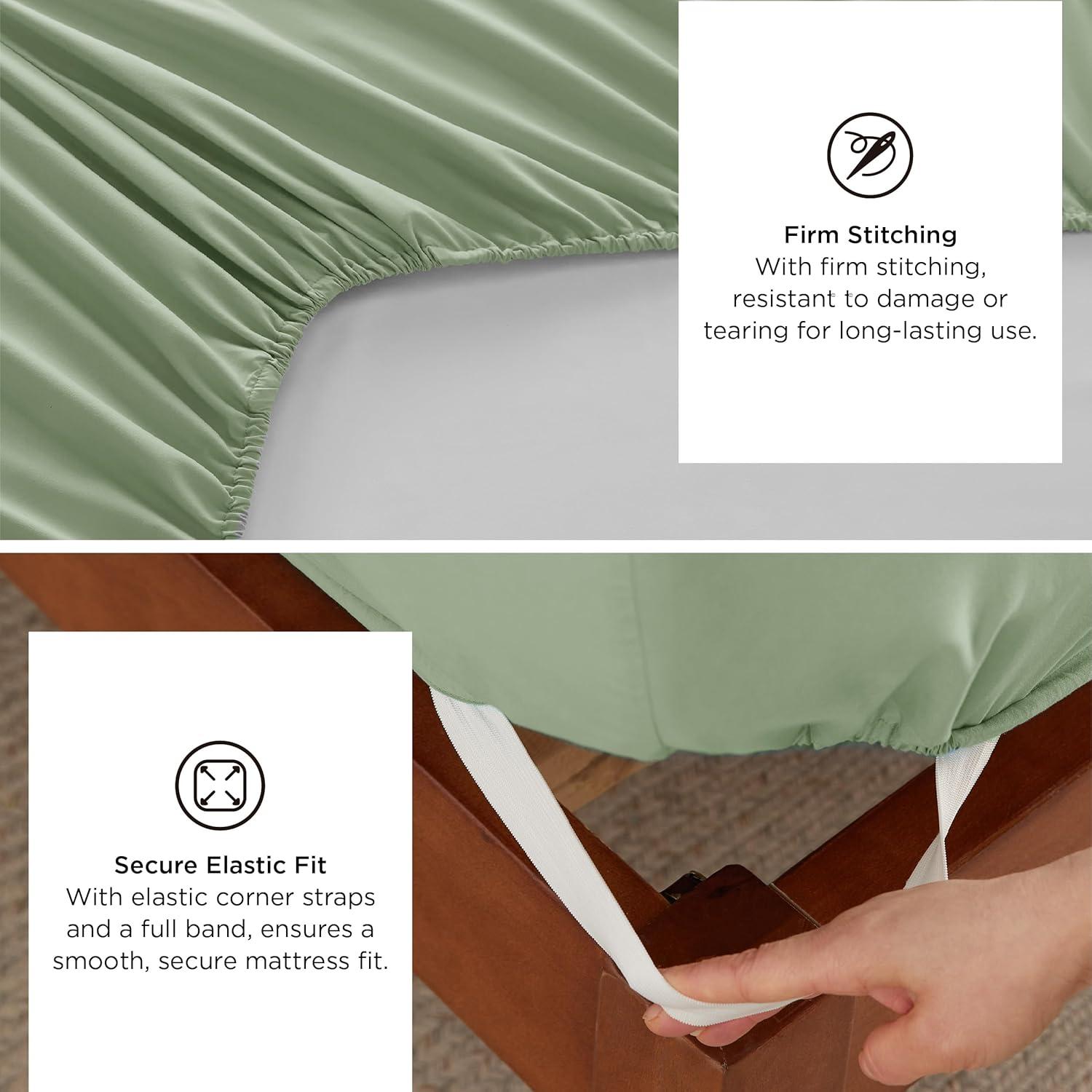 Bedsure Deep Pocket Queen Sheets Set - Fits Mattresses Up to 21 Inches Thick - 4 Piece GentleSoft Bed Sheets, Moisture Wicking, Soft & Cooling Bedsheet & Pillowcases, Easy & Secure Fit, Sage Green