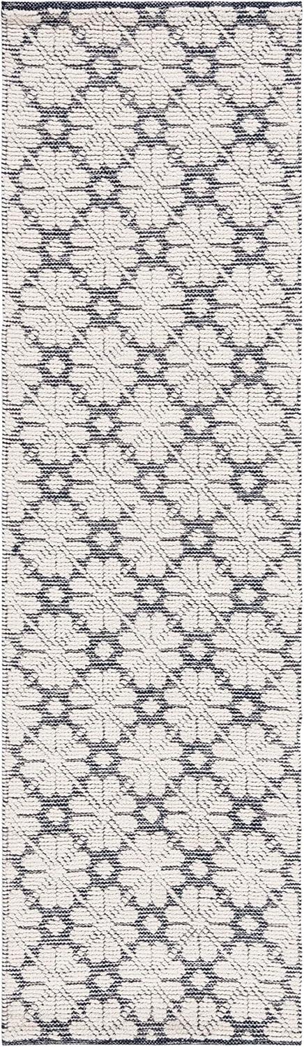 Martha Stewart MSR3503 Hand Woven Runner Rug - Ivory/Navy - 2'3"x8' - Safavieh.