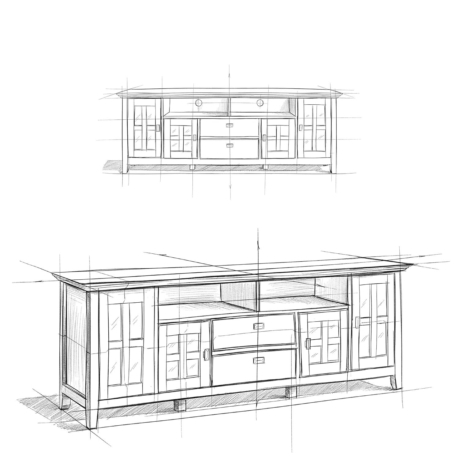 Simpli Home Artisan SOLID WOOD 72 inch TV Media Stand