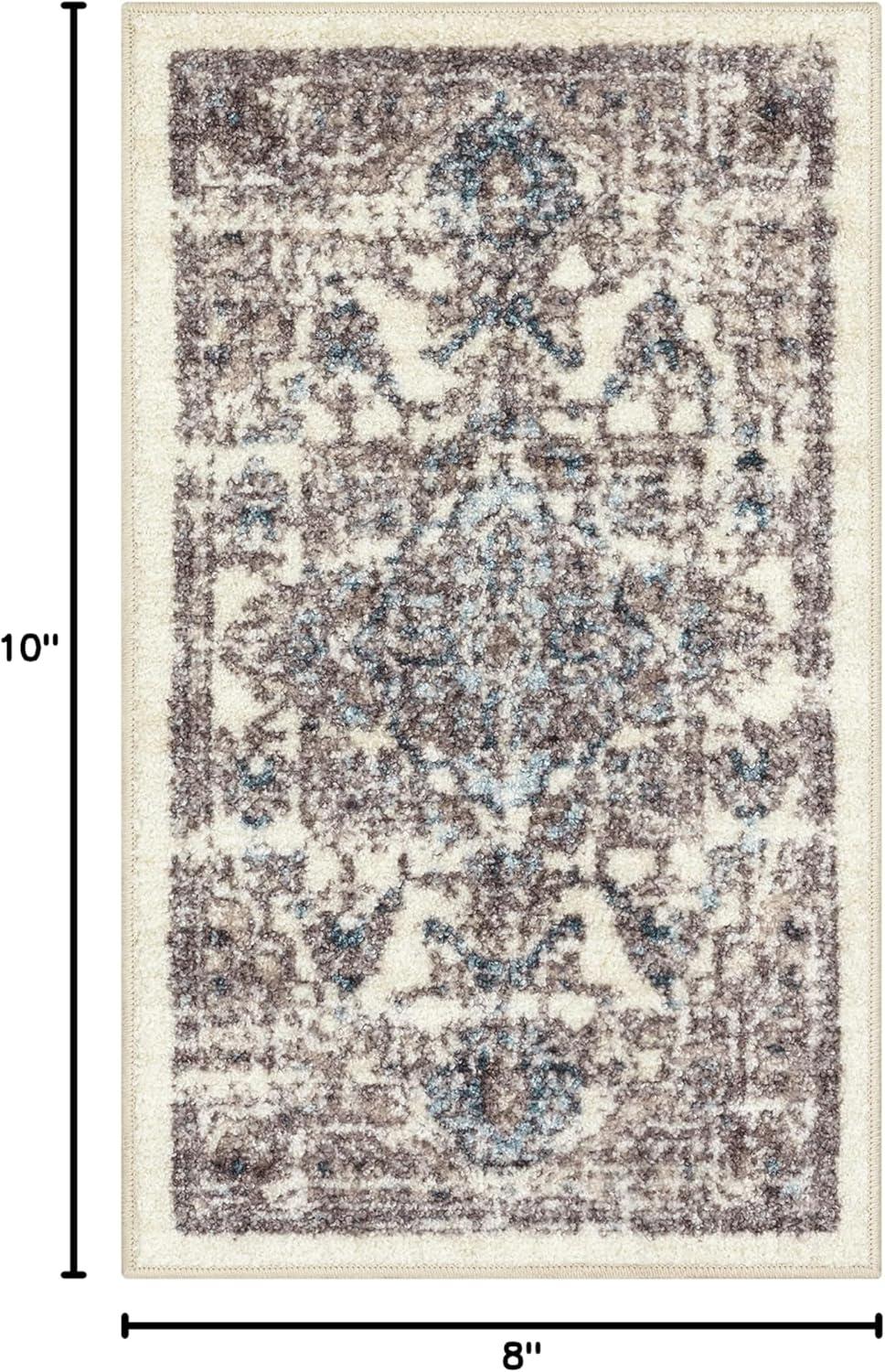 Maples Rugs Distressed Tapestry Border Washable Small Entryway Accent Rug for Indoor, 1'8" x 2'10", Beige