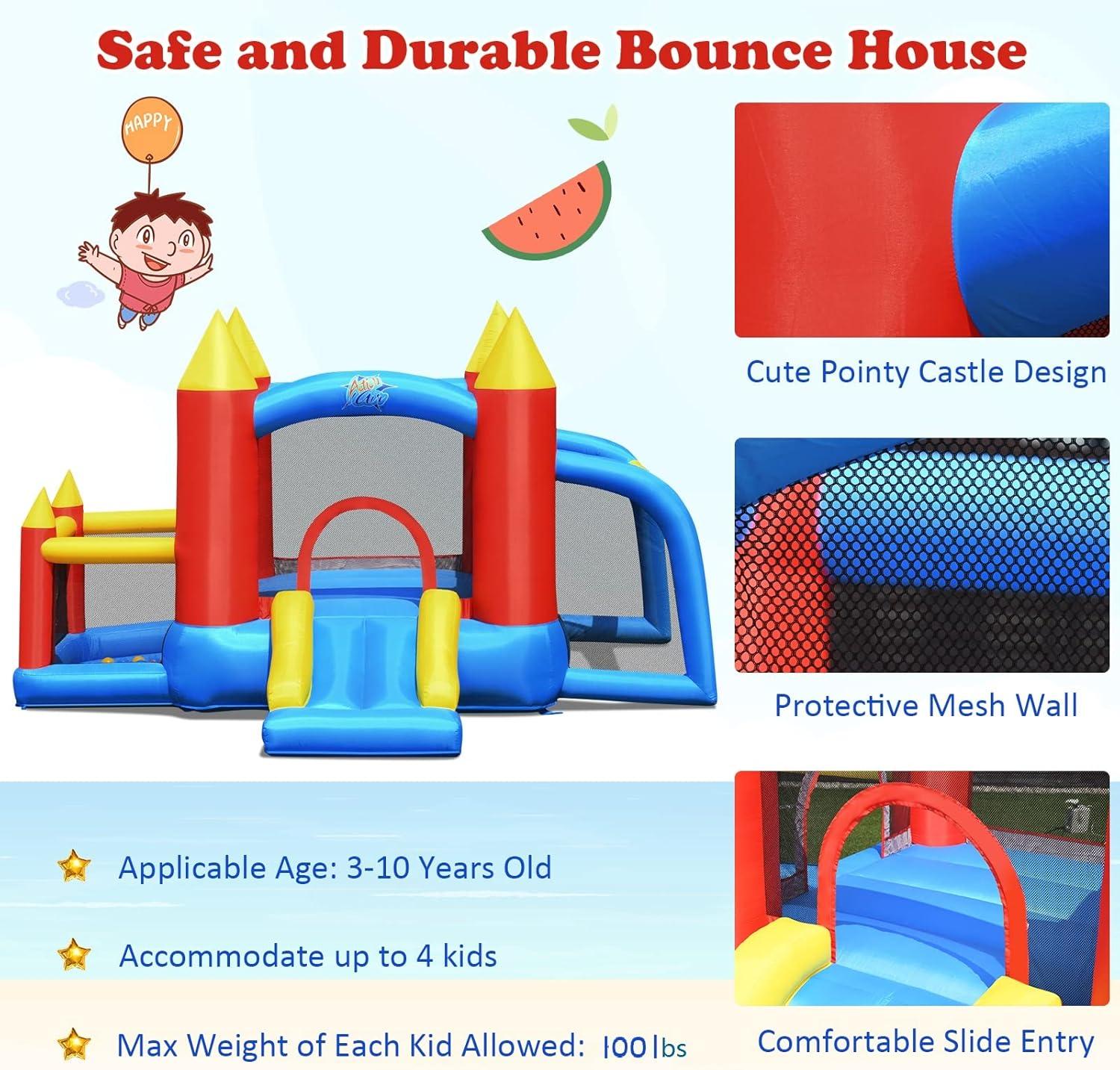 Canddidliike Kid Inflatable Slide Jumping Castle Bounce House with 740w Blower, Bounce House for Kids and Toddler, Inflatable Bouncy Castle