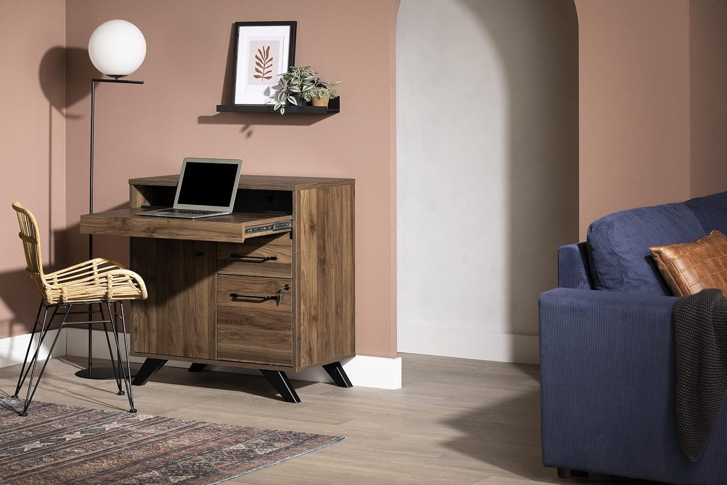 South Shore Flam 44'' Natural Walnut Multi-Function Secretary Desk