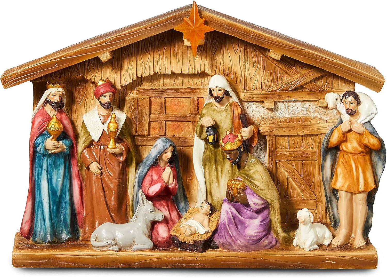 The Twillery Co.® 12.5"L Lighted Resin Nativity House