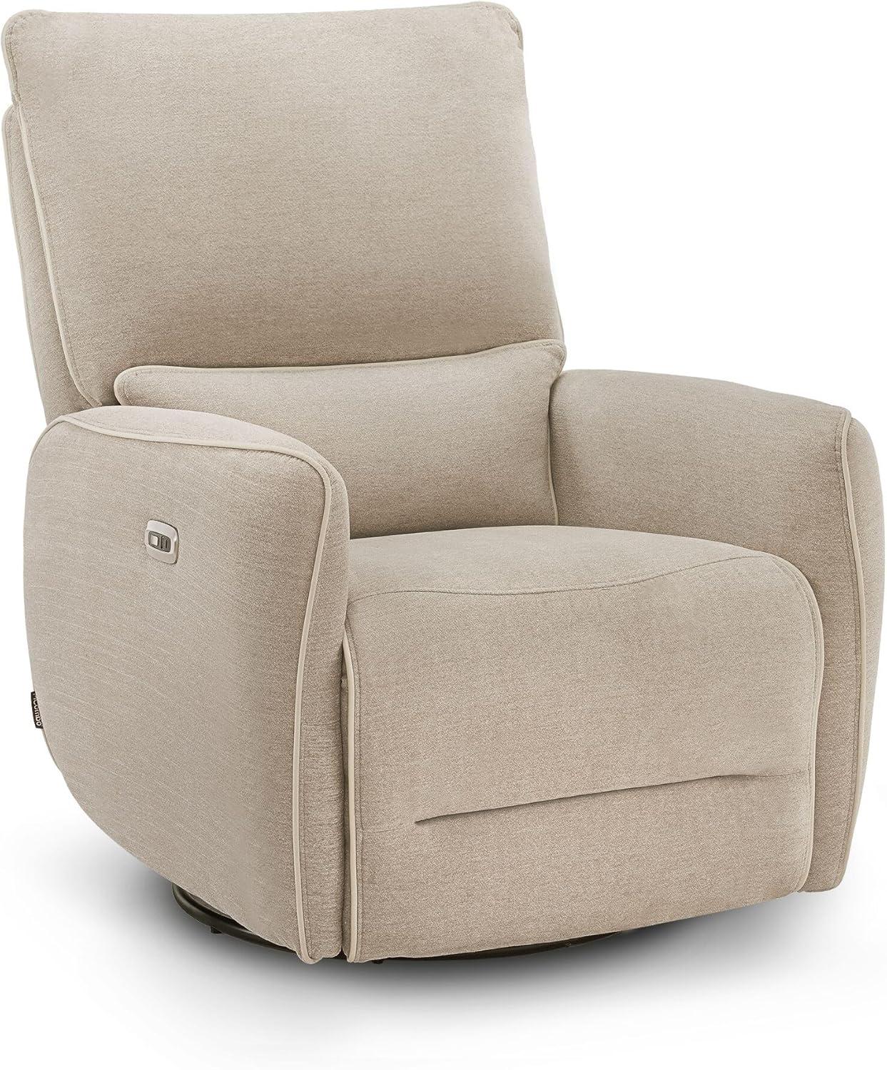 MCombo Power Swivel Glider Recliner Chair, Electric Rocker Recliner Chairs with USB Charging Ports for Living Room and Nursery, Fabric 6922 (Beige)