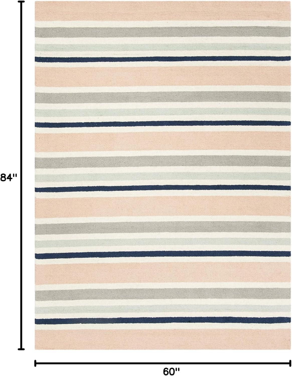 Safavieh Kids Multi Stripe SFK916 Hand Tufted Indoor Area Rug - Ivory/Multi - 5'x7' - Safavieh