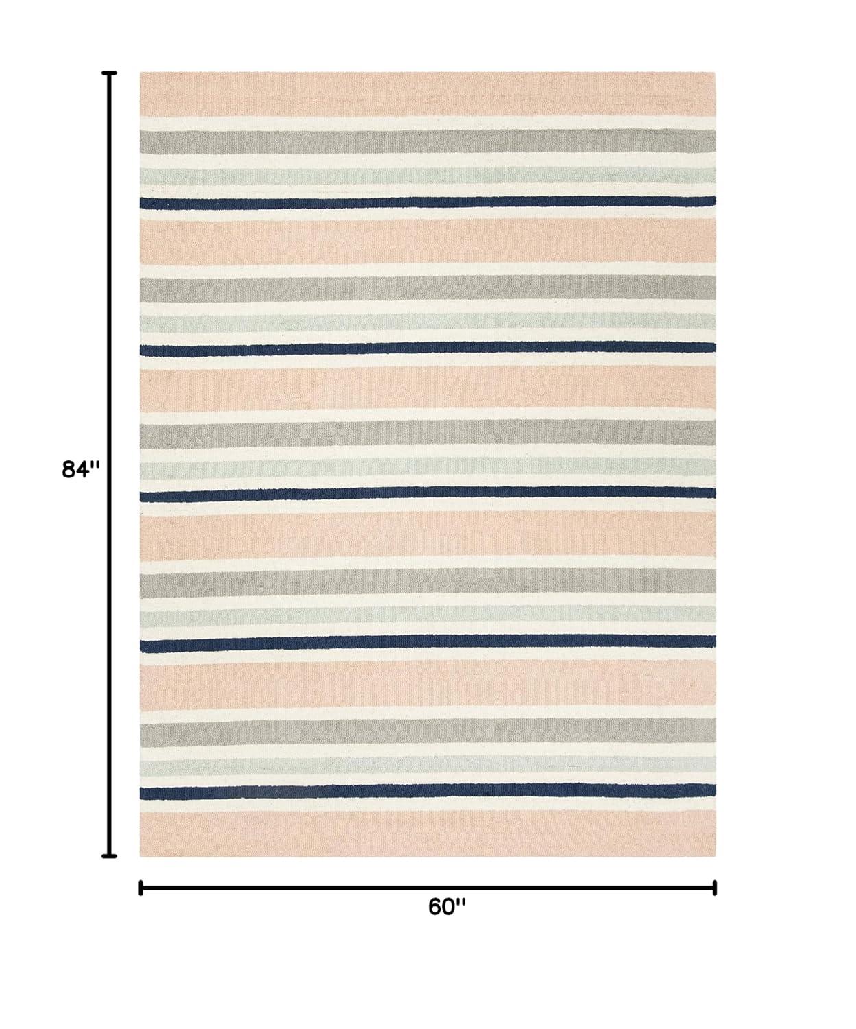 Safavieh Kids Multi Stripe SFK916 Hand Tufted Indoor Area Rug - Ivory/Multi - 5'x7' - Safavieh
