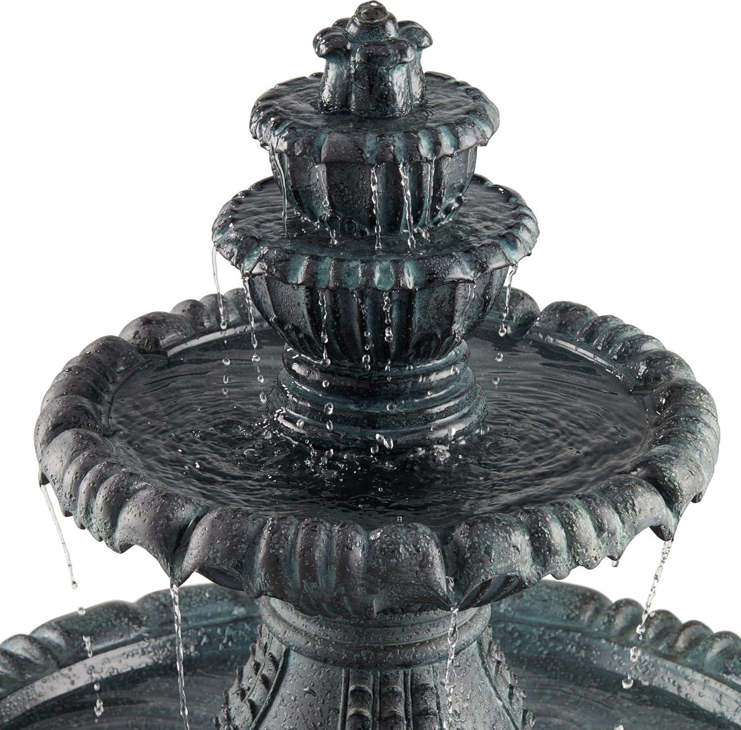 Hampton Slate 4-Tier Outdoor Water Fountain with LED Light