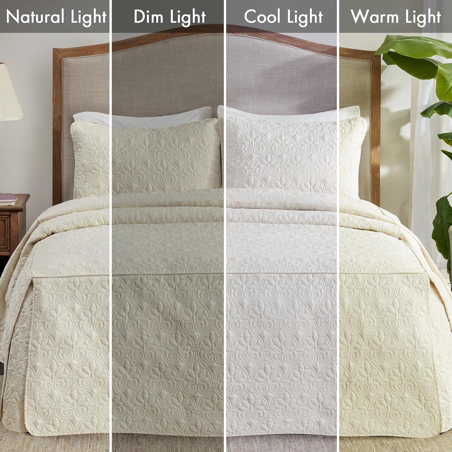 Madison Park Quebec 3 Piece Split Corner Pleated Quilted Bedspread