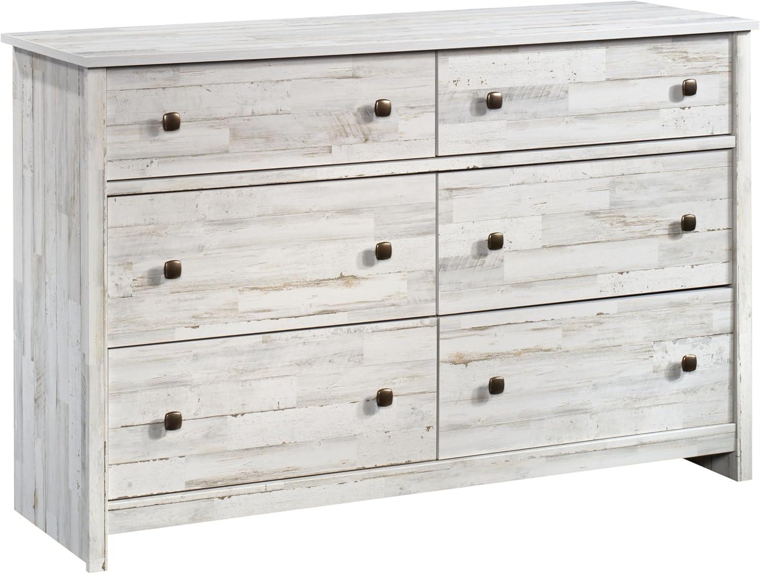 River Ranch 6 Drawer Dresser White Plank - Sauder: Modern Storage Solution for Adult Bedroom