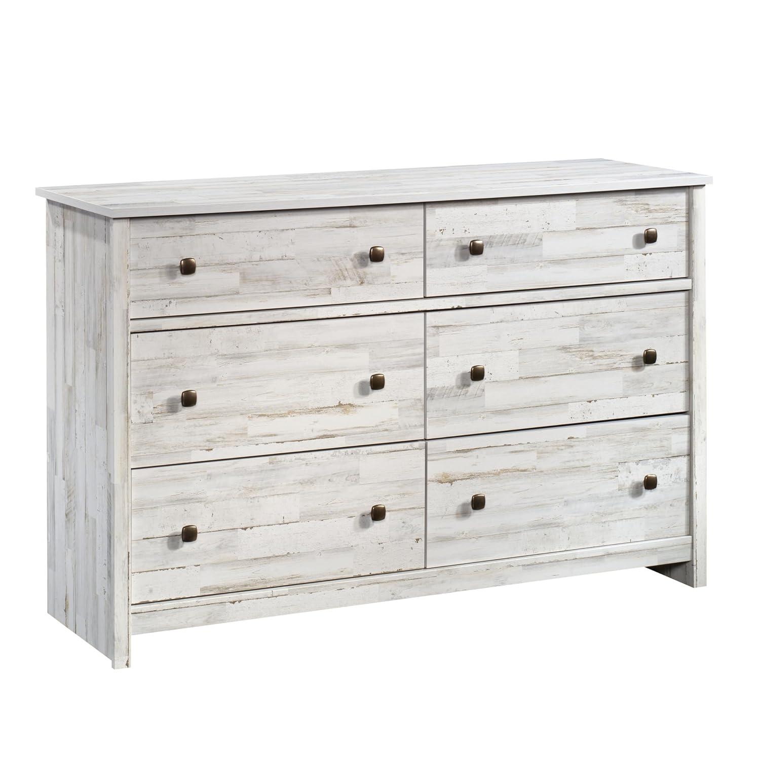River Ranch 6 Drawer Dresser White Plank - Sauder: Modern Storage Solution for Adult Bedroom