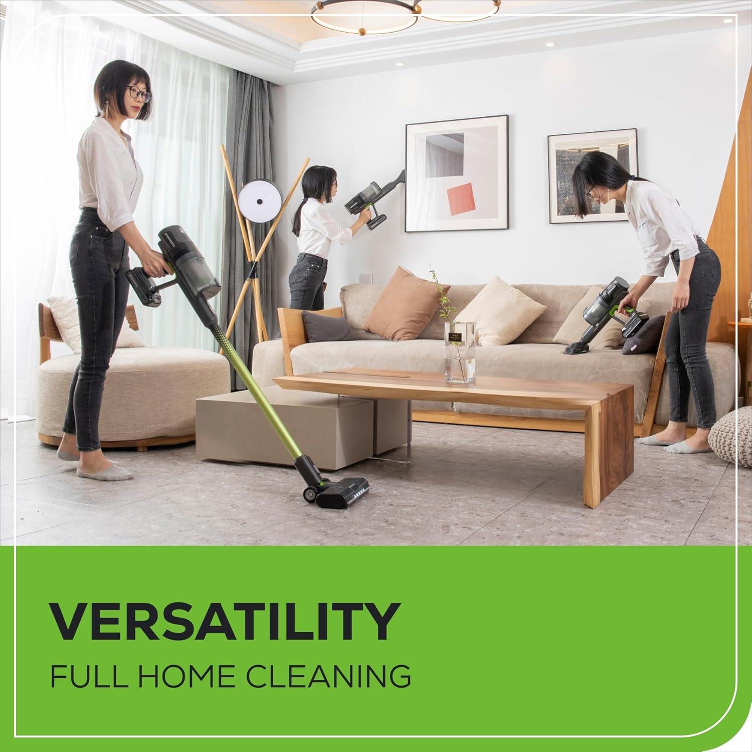 Greenworks 24V Brushless Cordless Stick Vacuum, Lightweight, Handheld, Pet, Anti-Allergen HEPA Filtration, Hard Floor, Carpet, Car, 4Ah Battery, and 30-Minute Charge Time (White)