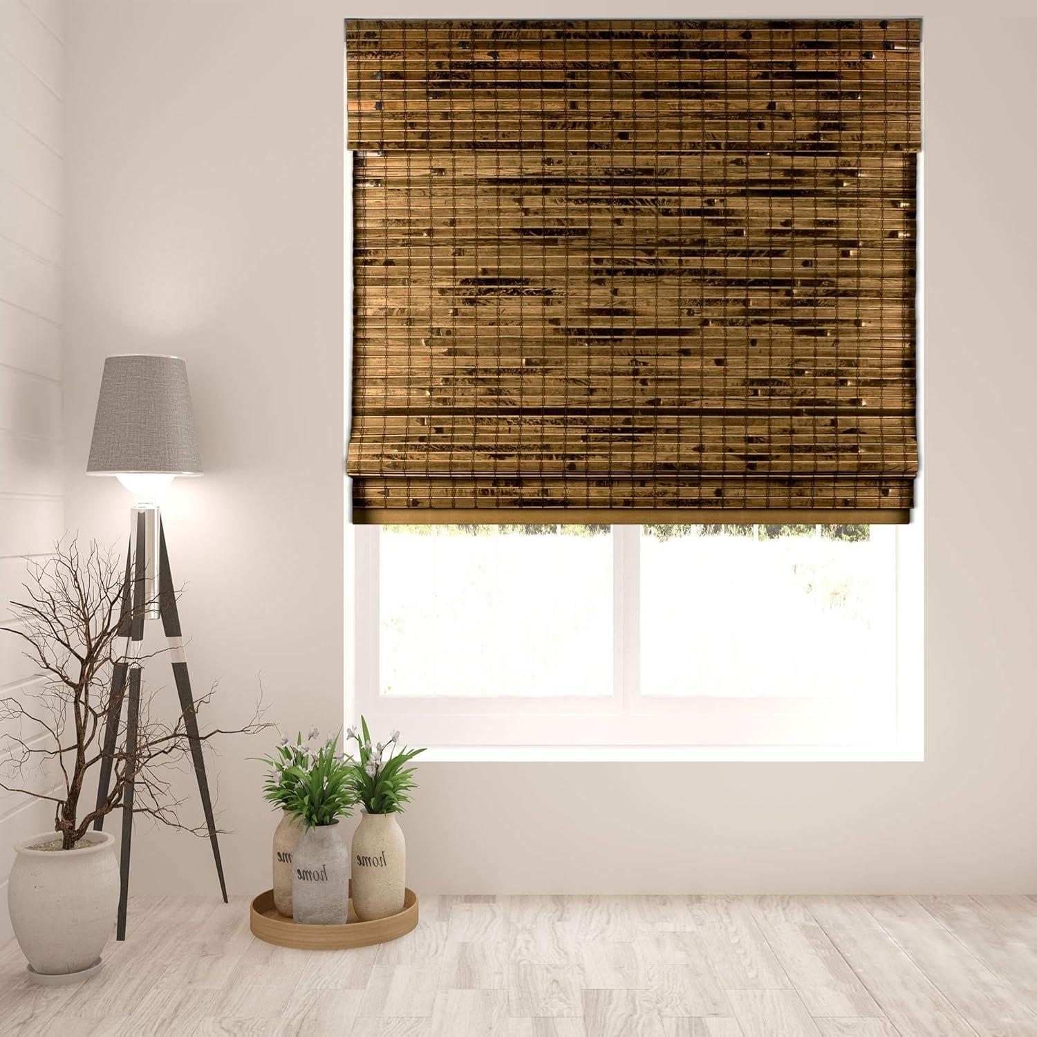 Java Deep Bamboo Cordless Sheer Roman Shades 22"W x 60"H