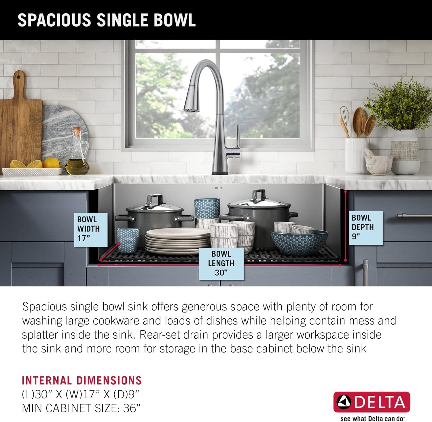 Delta Lenta™ Undermount 16 Gauge Stainless Steel Single Bowl Kitchen Sink with Accessories