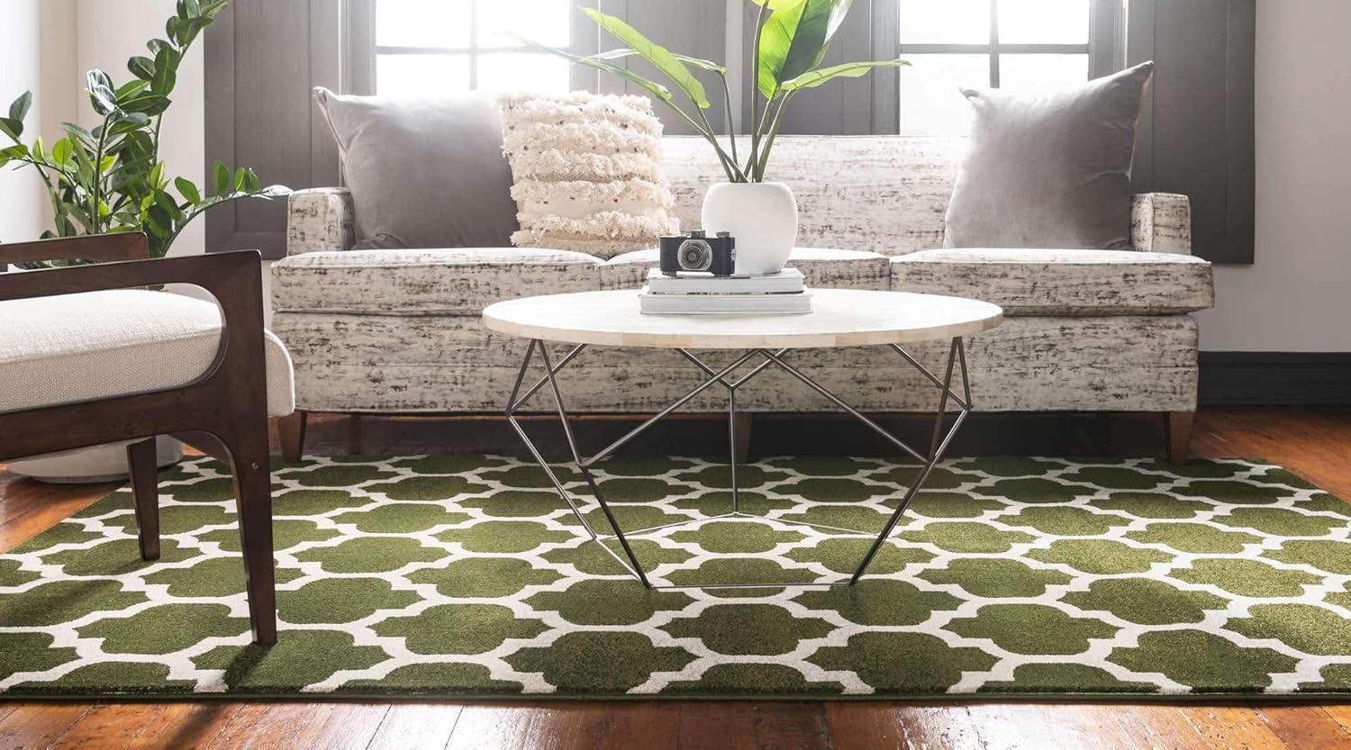 Unique Loom Trellis Collection Area Rug - Philadelphia (5' 1" x 8' Rectangle Dark Green/Beige)