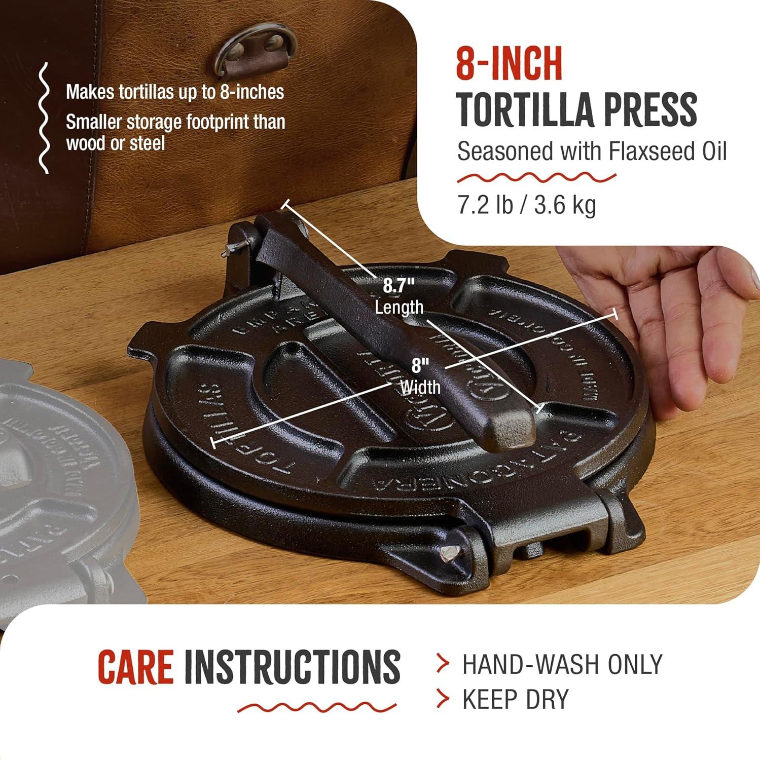 Victoria Cast Iron Tortilla Press - 8"