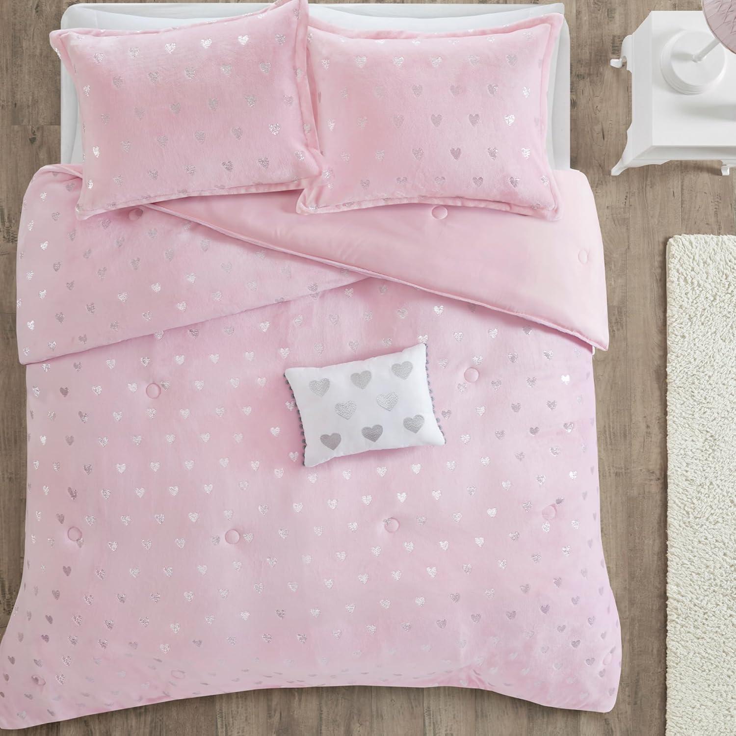 Intelligent Design Rosalie Metallic Printed Plush Comforter Set