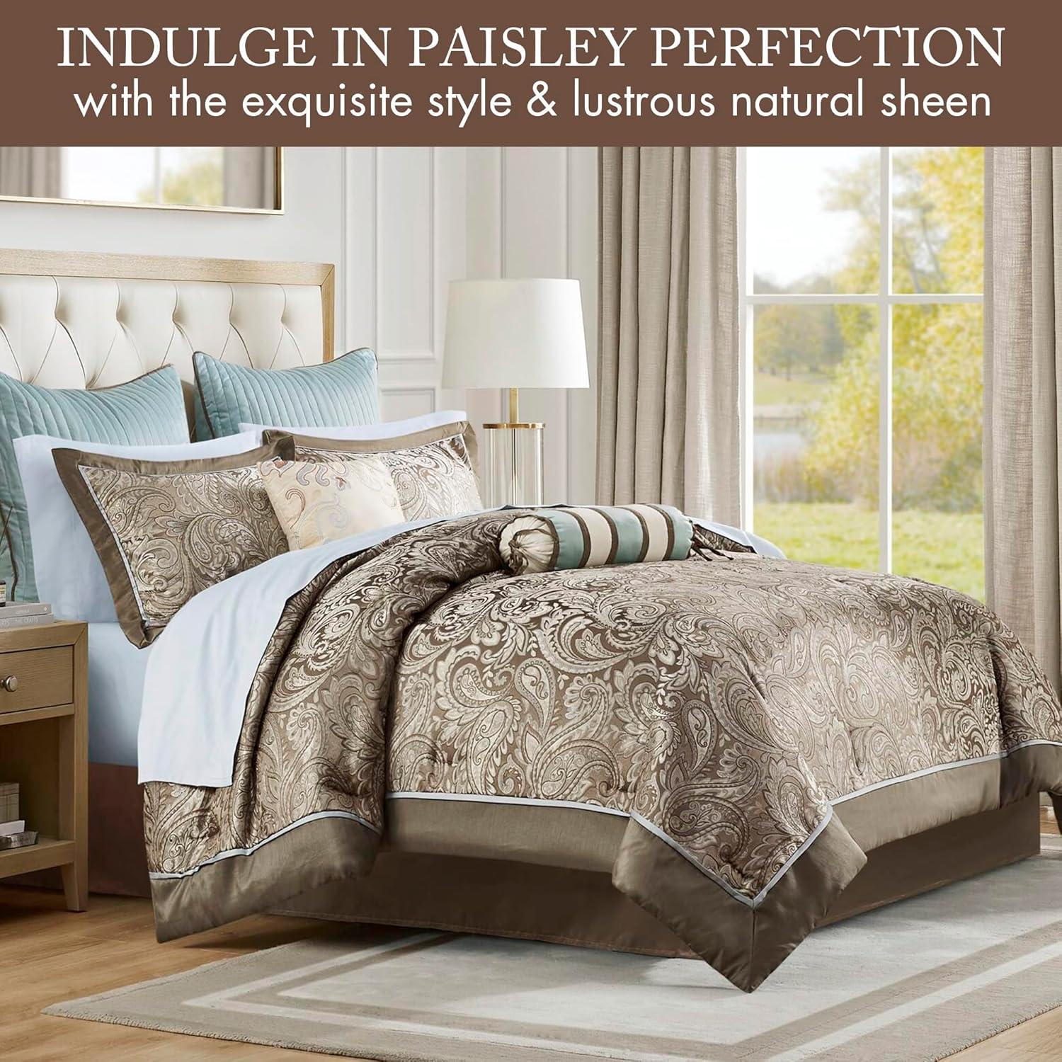 12pc Full Whitman Jacquard Comforter Set Blue - Madison Park: Luxury Bedding Ensemble with Sheets & Shams