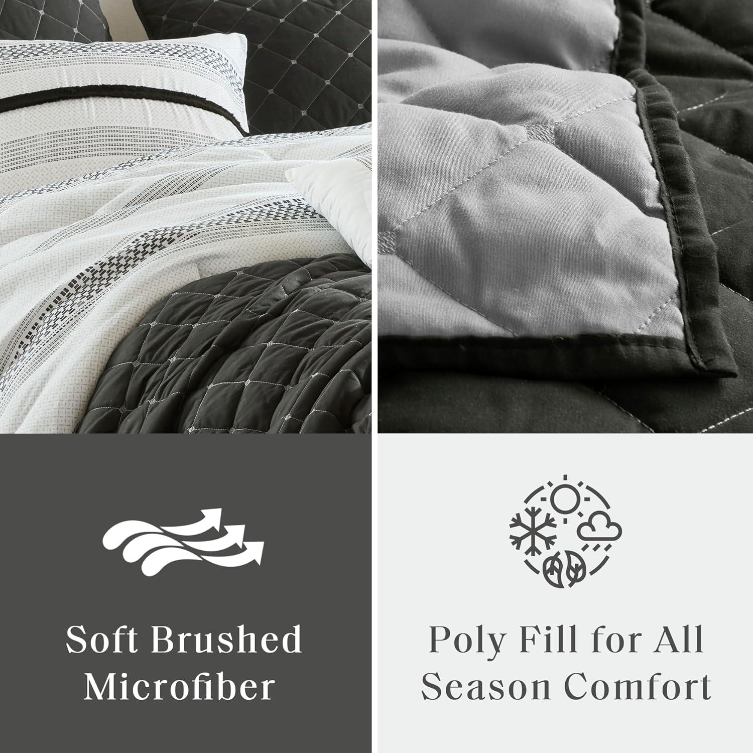 Carolina 7 Piece Stripe Comforter And Quilt Set