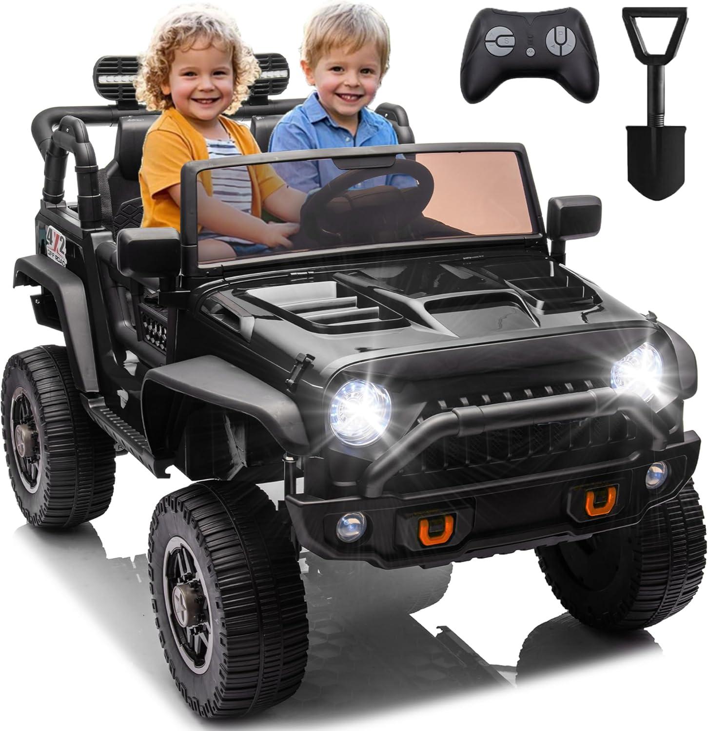 Ancheer 24V Real 2 Seater Ride On Toys Electric SUV Jeep Car With Remote Control,2WD/4WD Switchable, 4X100W Motor, Bluetooth, Music, USB, Lights