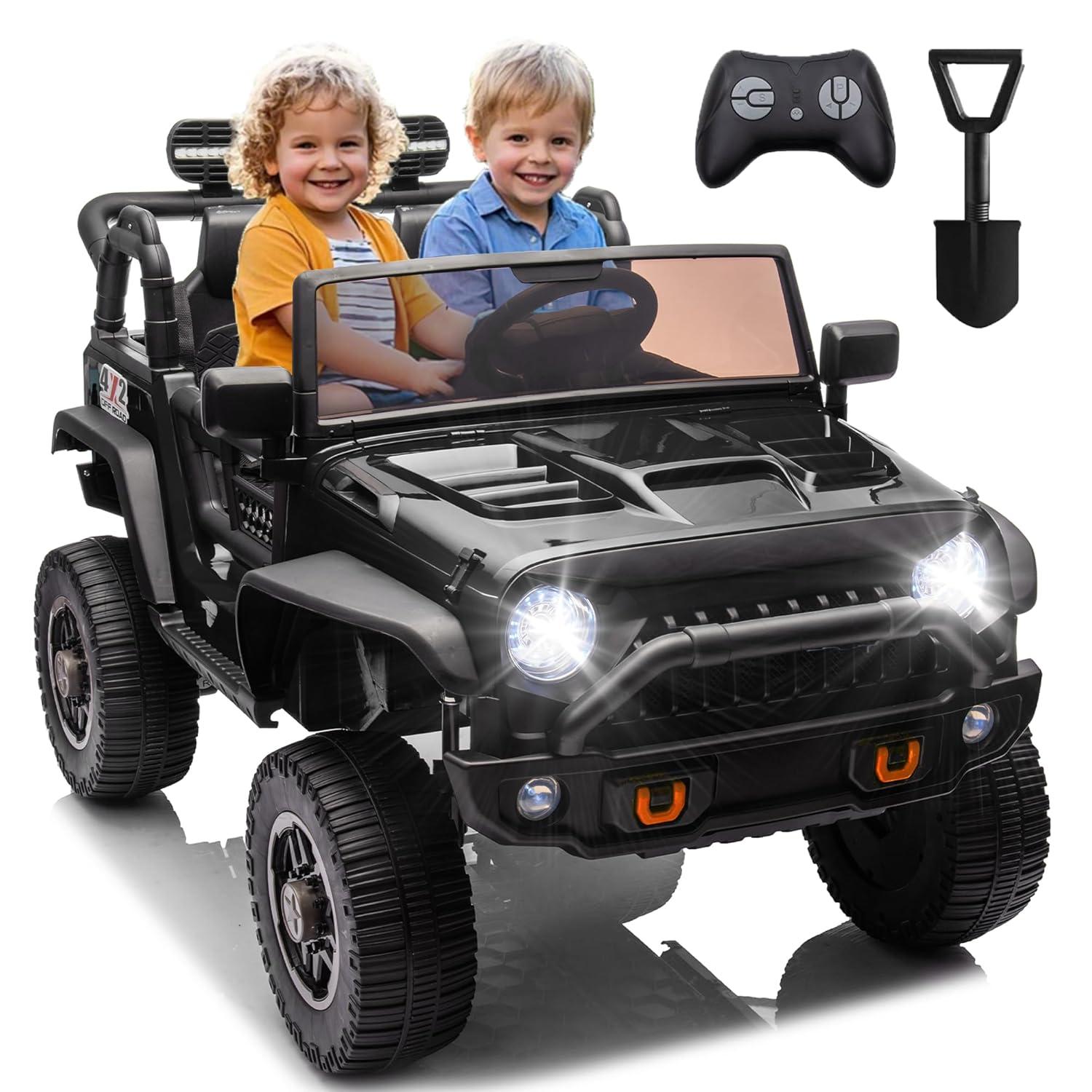 Ancheer 24V Real 2 Seater Ride On Toys Electric SUV Jeep Car With Remote Control,2WD/4WD Switchable, 4X100W Motor, Bluetooth, Music, USB, Lights