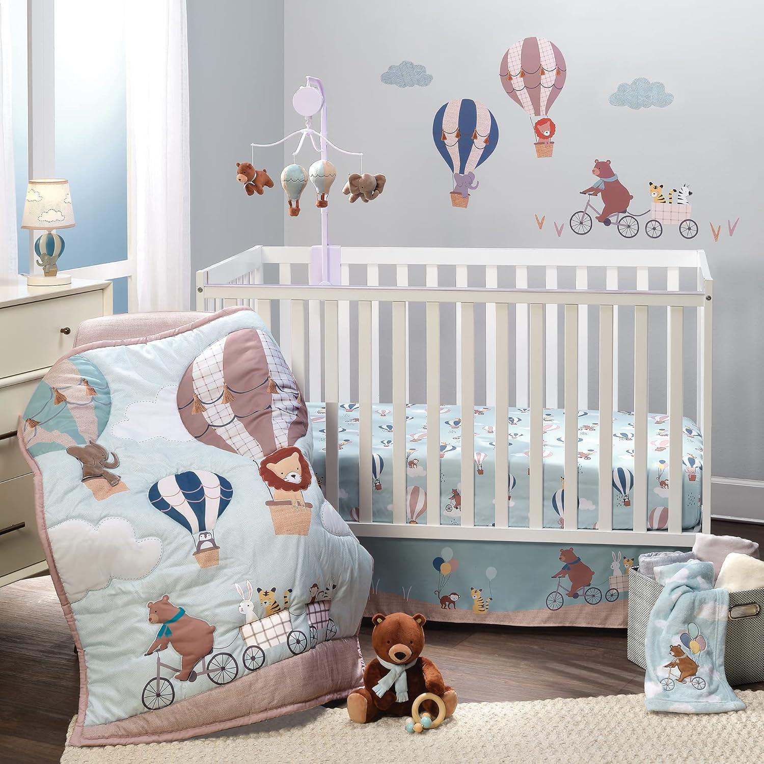 Bedtime Originals Up Up & Away Air Balloon Musical Baby Crib Mobile Soother Toy