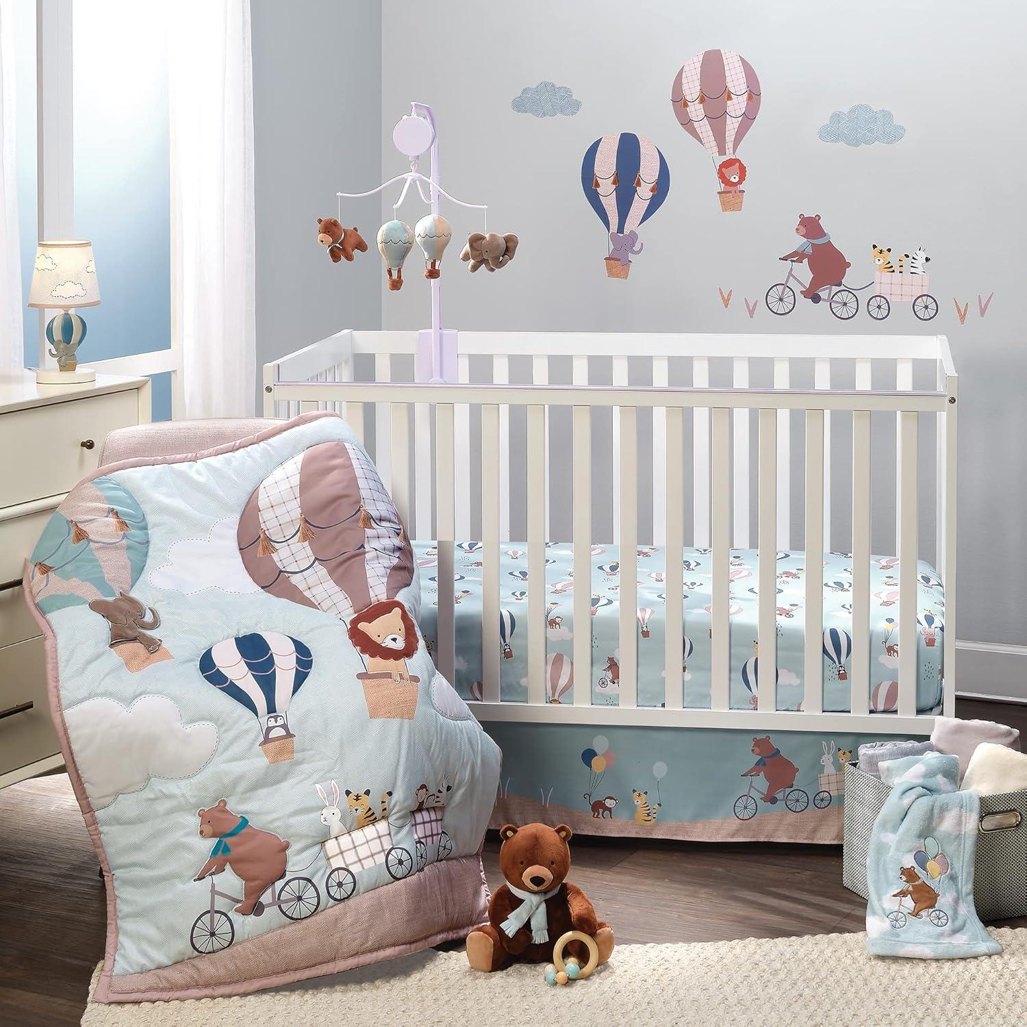 Bedtime Originals Up Up & Away Air Balloon Musical Baby Crib Mobile Soother Toy