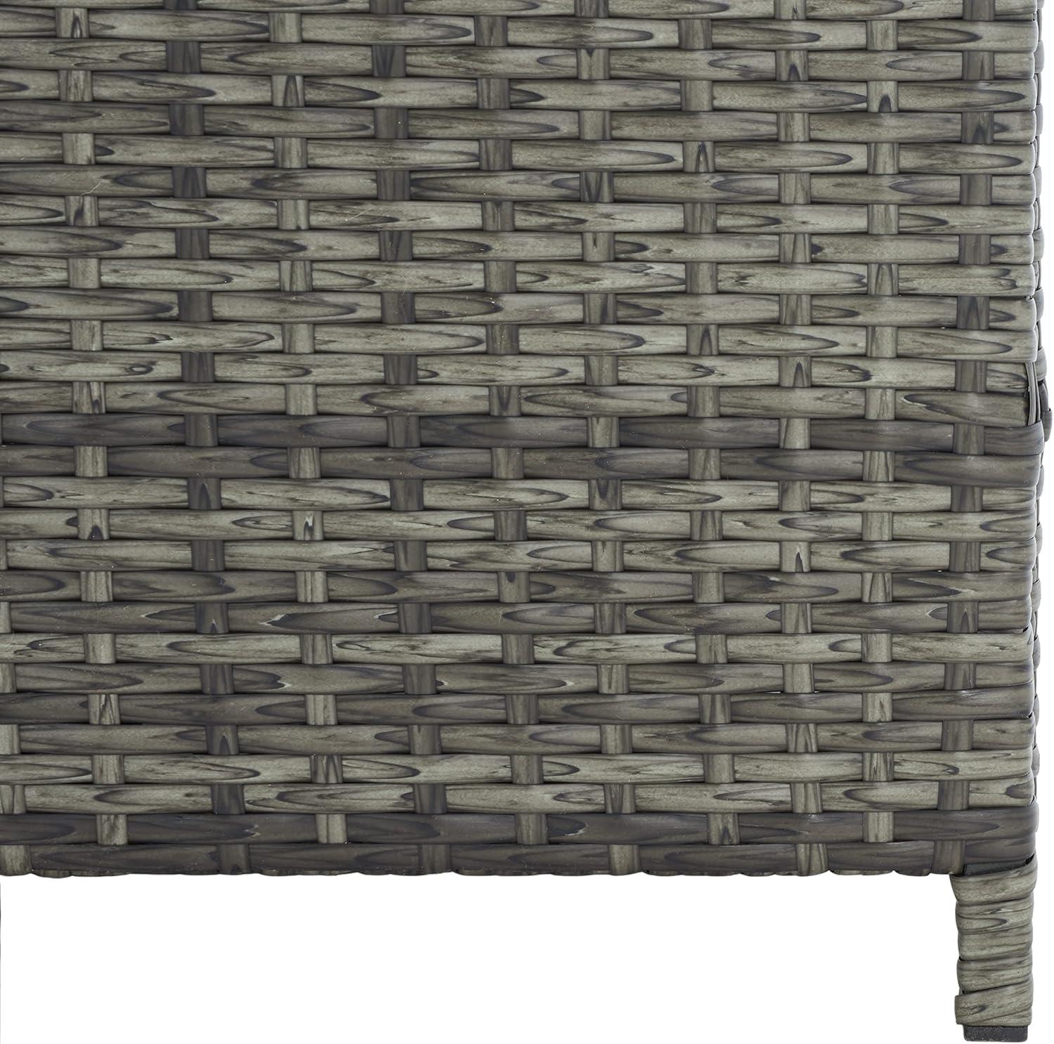Oliveira Outdoor Cushion Deck Box - Grey Brown/White Cushion - Safavieh
