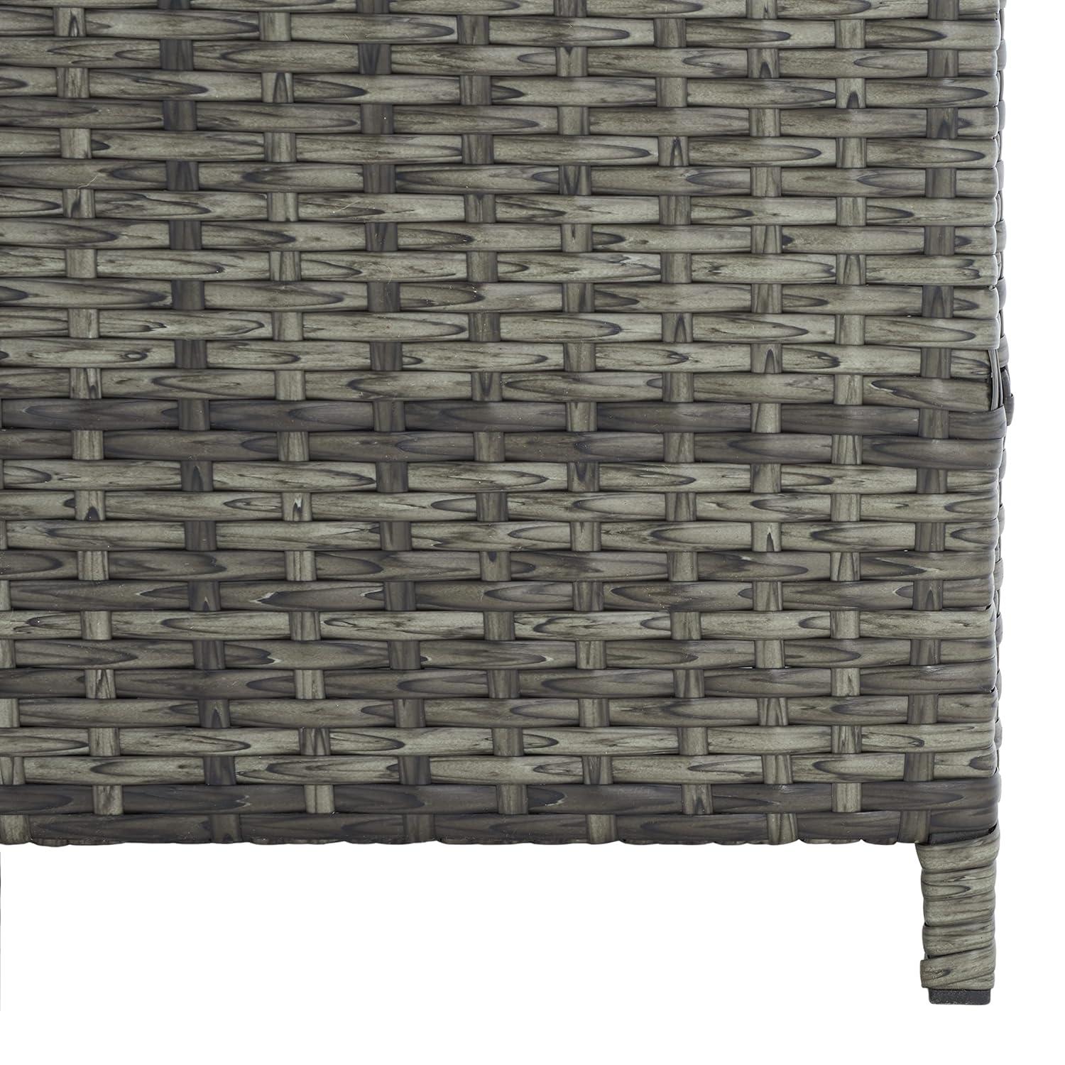 Oliveira Outdoor Cushion Deck Box - Grey Brown/White Cushion - Safavieh