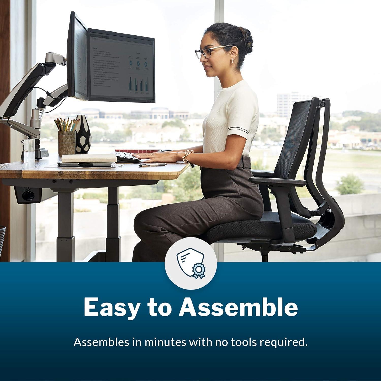 Vari Task Chair- Varidesk Comfortable Ergonomic Office Chair with Mesh, Armrests and Rolling Casters - Easy Assembly, 300lb Capacity - Lumbar and Back Support - Home Office Chair- Black