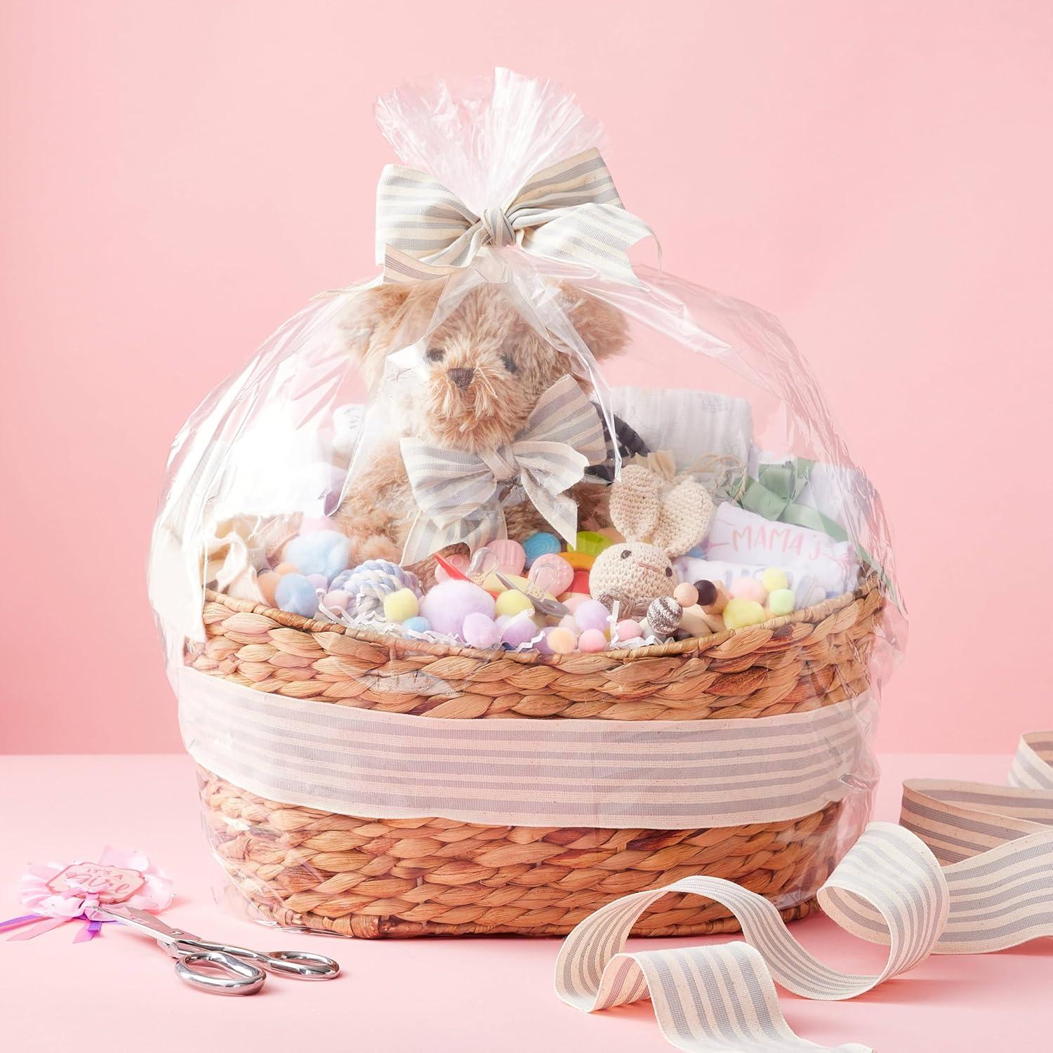 28" x 32" x 8" Jumbo Clear Basket Gift Bags by Celebrate It™ - 12ct.