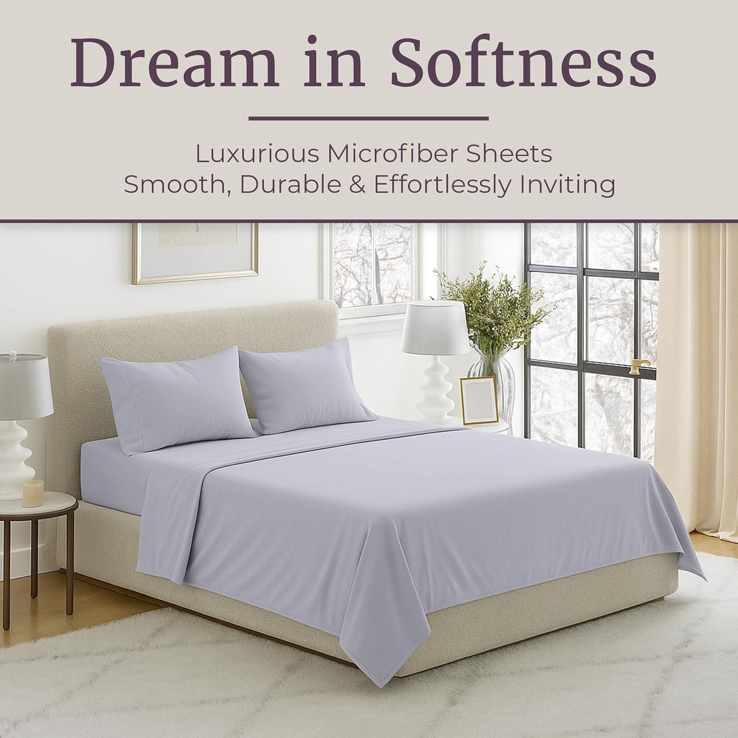 Series 1200 Brushed Microfiber Sheet Set - Wrinkle, Stain & Fade Resistant Bed Linens & Pillowcases