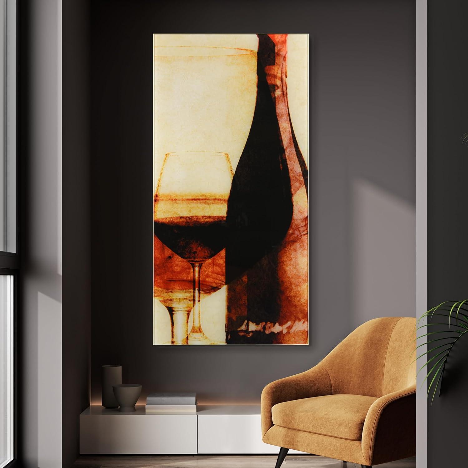 "Smokey Wine I B" Frameless Free Floating Reverse Printed Tempered Art Glass Wall Art