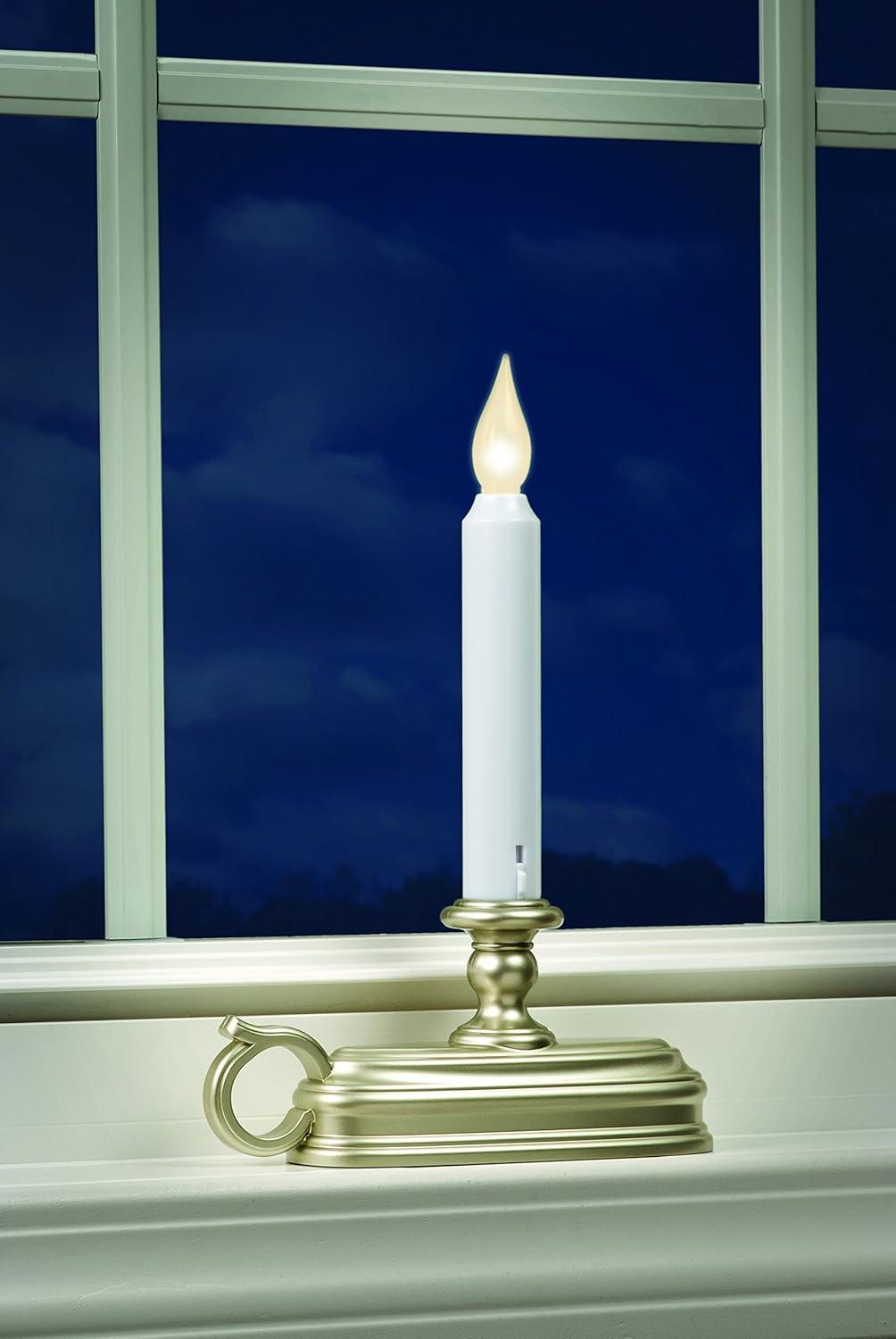 Arett Battery Operated Deluxe Window Candle (White / Pewter)