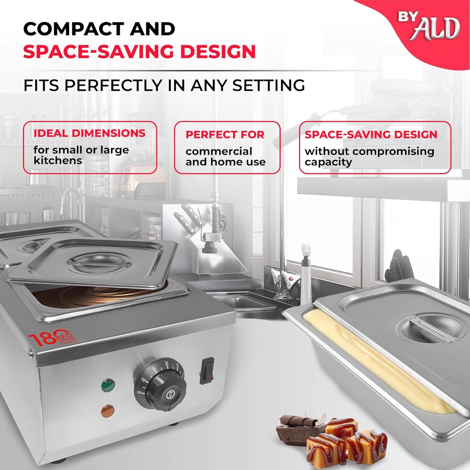 Chocolate Fondue Machine with Manual Control | Stainless steel Professional Small Chocolate Tempering Machine for Home and Commercial Use