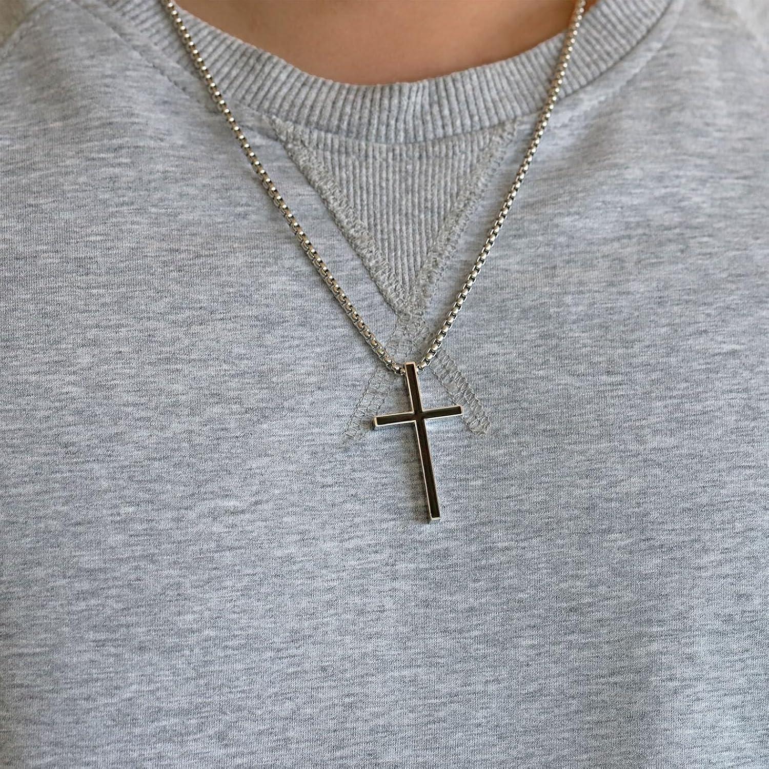 Philippians 4:13 Cross Pendant Necklace, I CAN DO ALL THINGS Bible Verse Stainless Steel Necklace Confirmation Jewelry Gifts