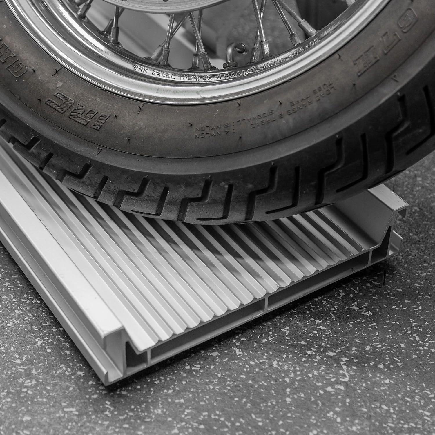 Black Widow Motorcycle Dolly with Fully Adjustable Kickstand Plate Locking Casters with Ride-On Load and Ride-Off Unload without Use of Ramp or Lever