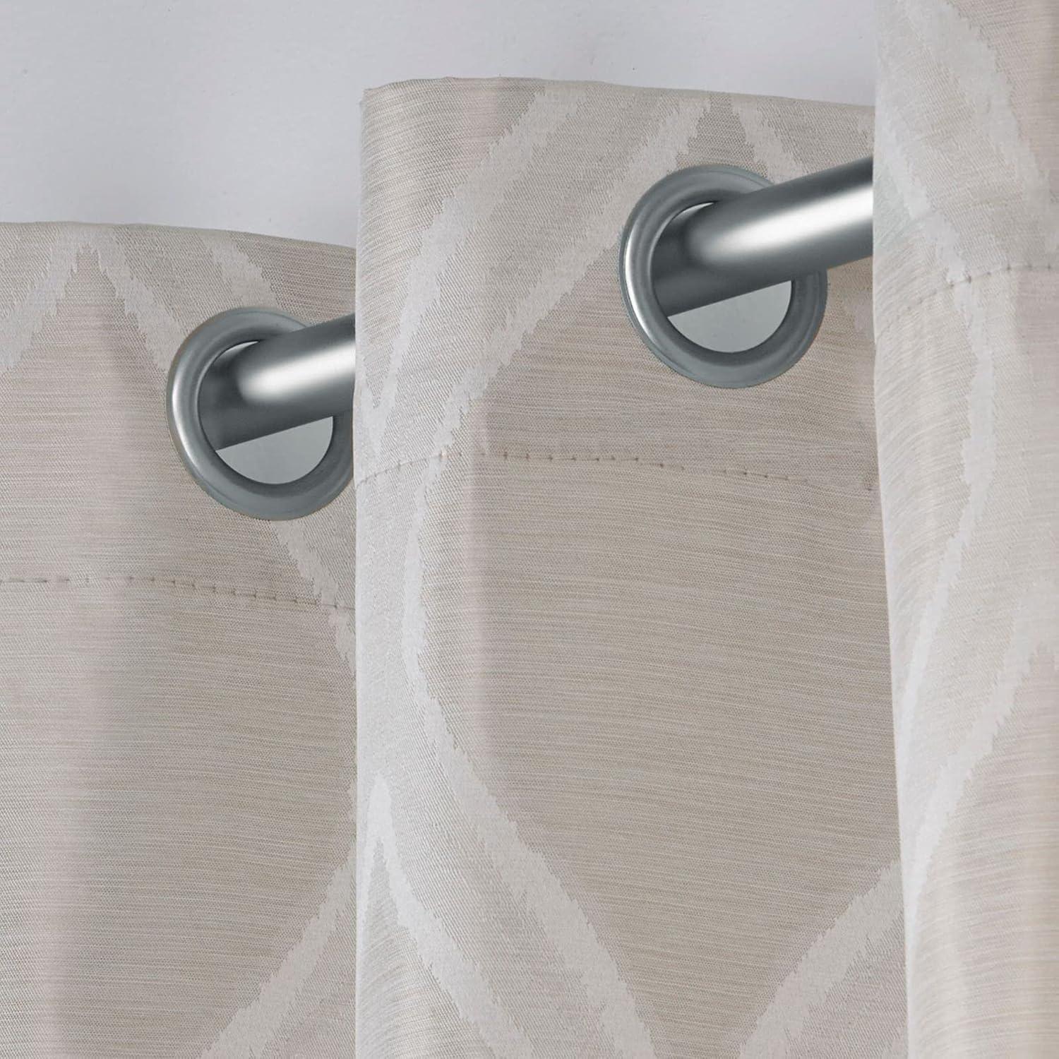 Set of 2 108"x54" Montrose Ogee Geometric Textured Linen Jacquard Grommet Top Window Curtain Panel Linen