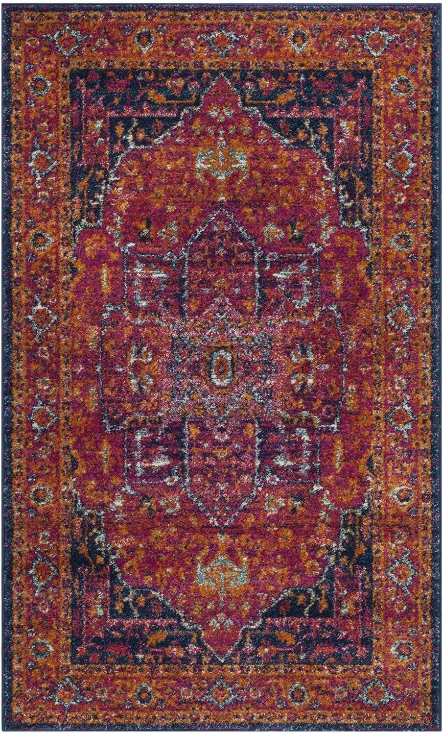 SAFAVIEH Evoke Westley Traditional Floral Area Rug, Fuchsia/Orange, 3' x 5'
