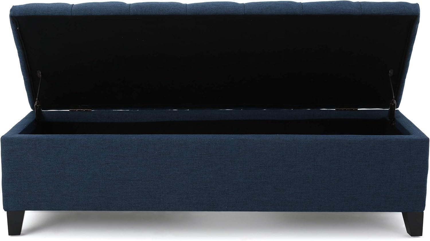 Ottilie Storage Ottoman Dark Blue - Christopher Knight Home: Upholstered Bedroom Seating with Tufted Lid