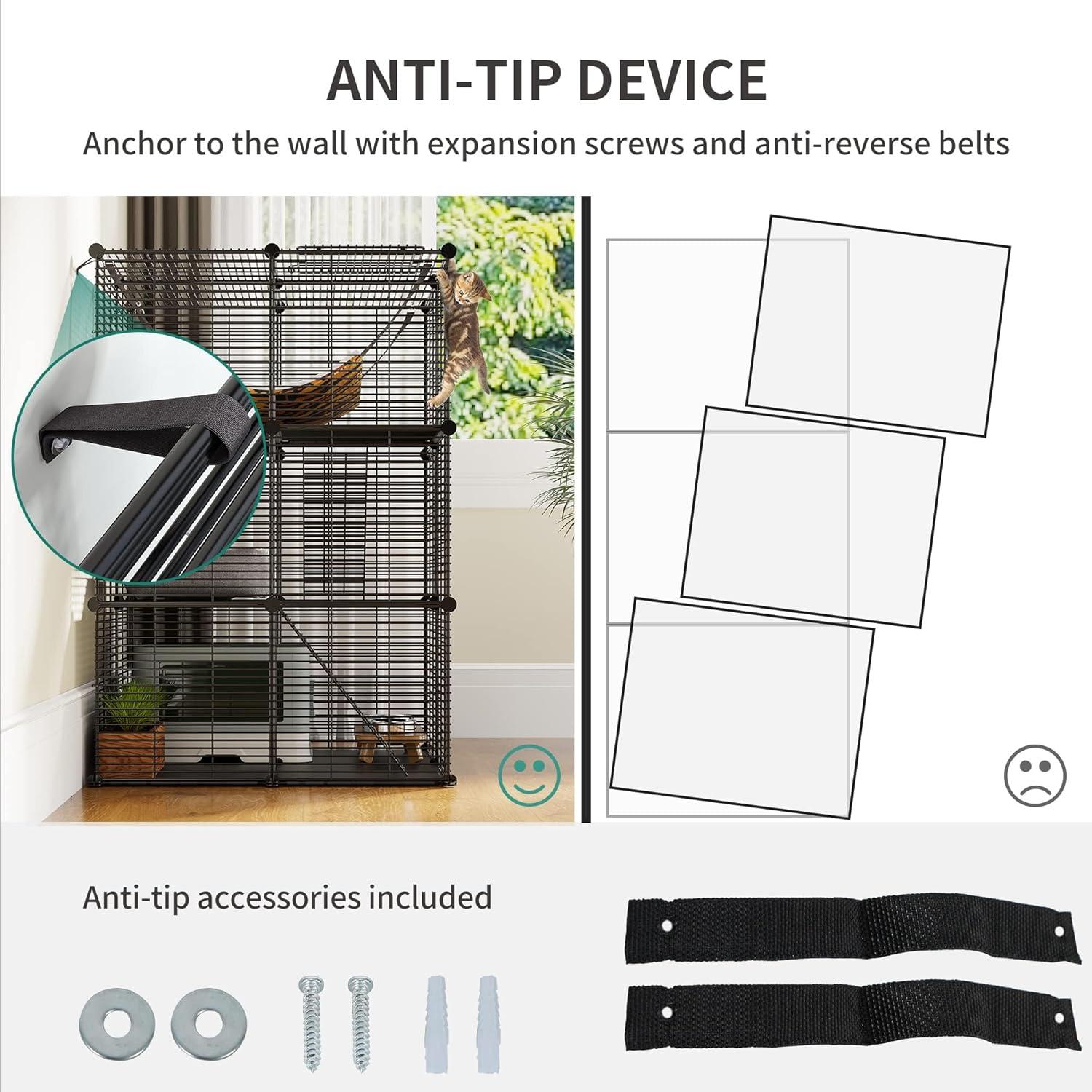 YITAHOME Cat Cage Indoor Cat Enclosures DIY Cat Playpen Metal Kennel with Extra Large Hammock for 1-2 Cats, Ferret, Chinchilla, Rabbit, Small Animals