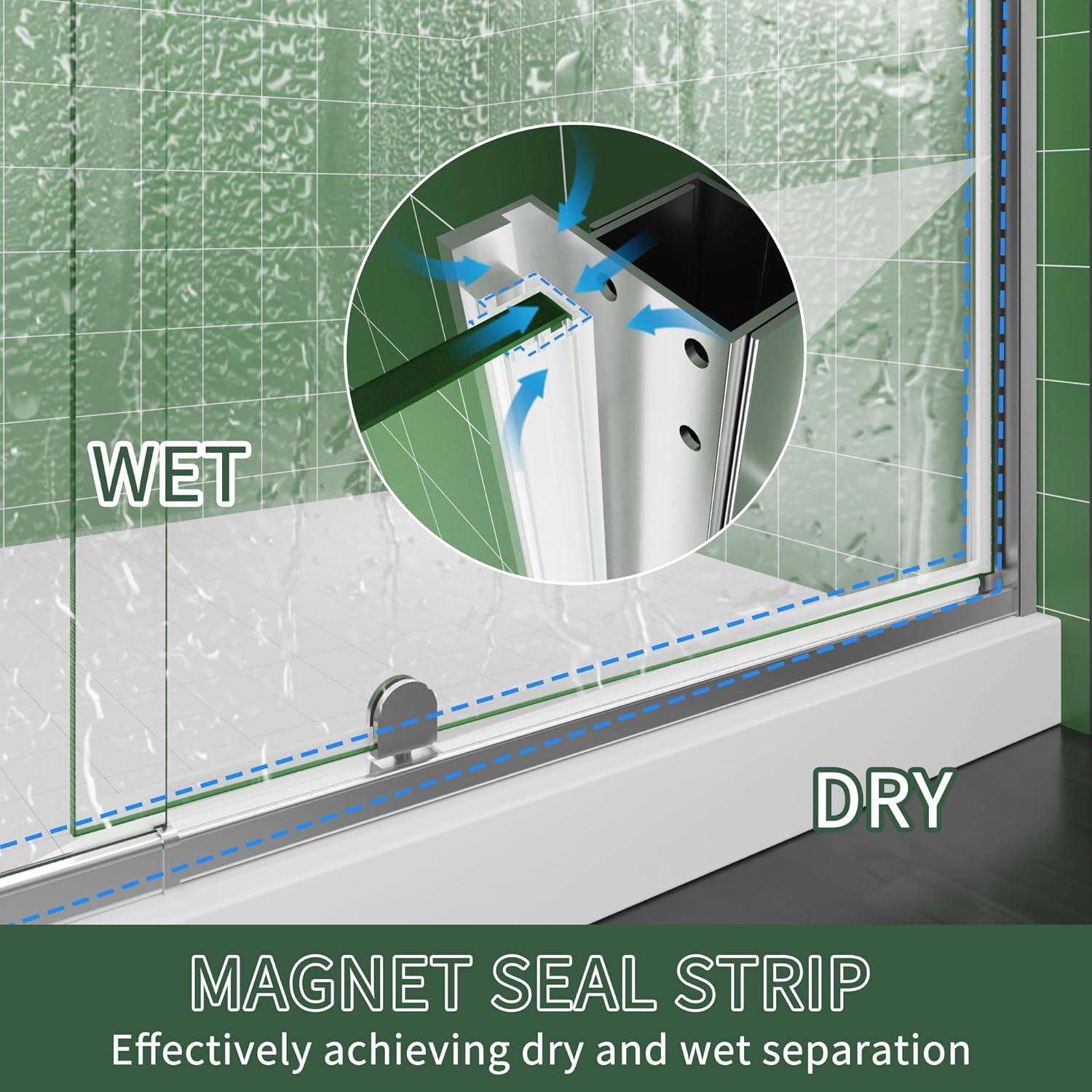 38-42" W x 71" H Piovt Swing Glass Shower Door,Pivot Semi-Frameless Glass Shower Door with 1/4"(6mm) Clear SGCC Tempered Glass,Chrome Finish Shower Doors,Reversible Installation