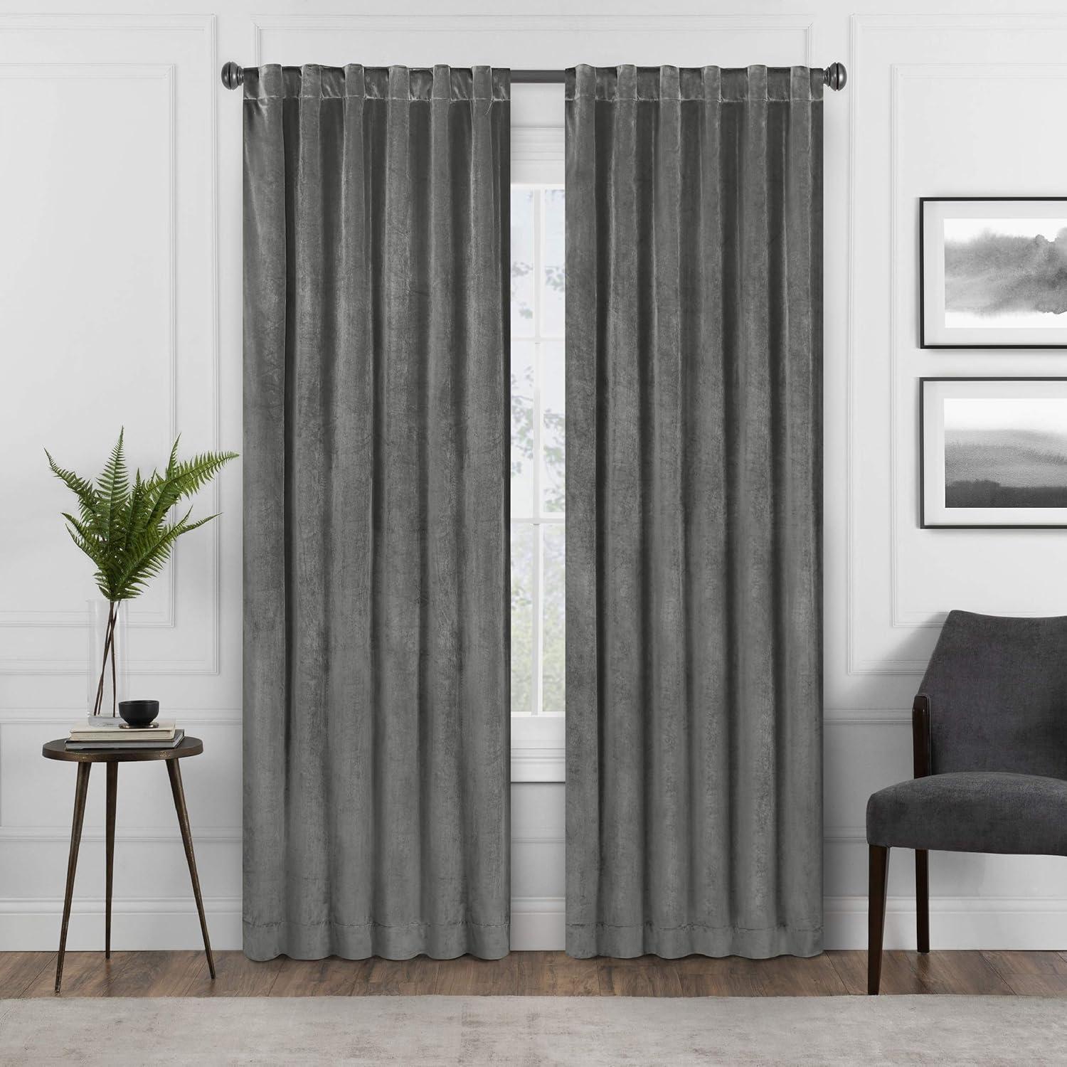 Eclipse 108-Inches Charcoal Blackout Standard lined Rod pocket Single curtain panel