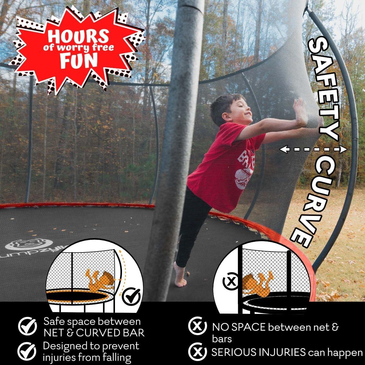 12FT Red Round Trampoline with Enclosure and Ladder