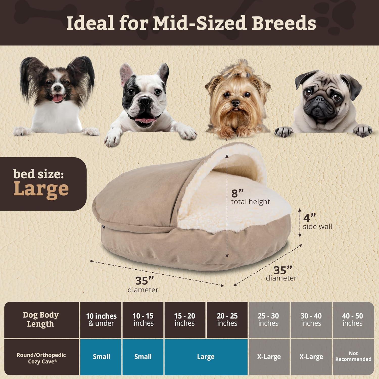 Snoozer Cozy Cave Luxury Hooded Microsuede Pet Bed
